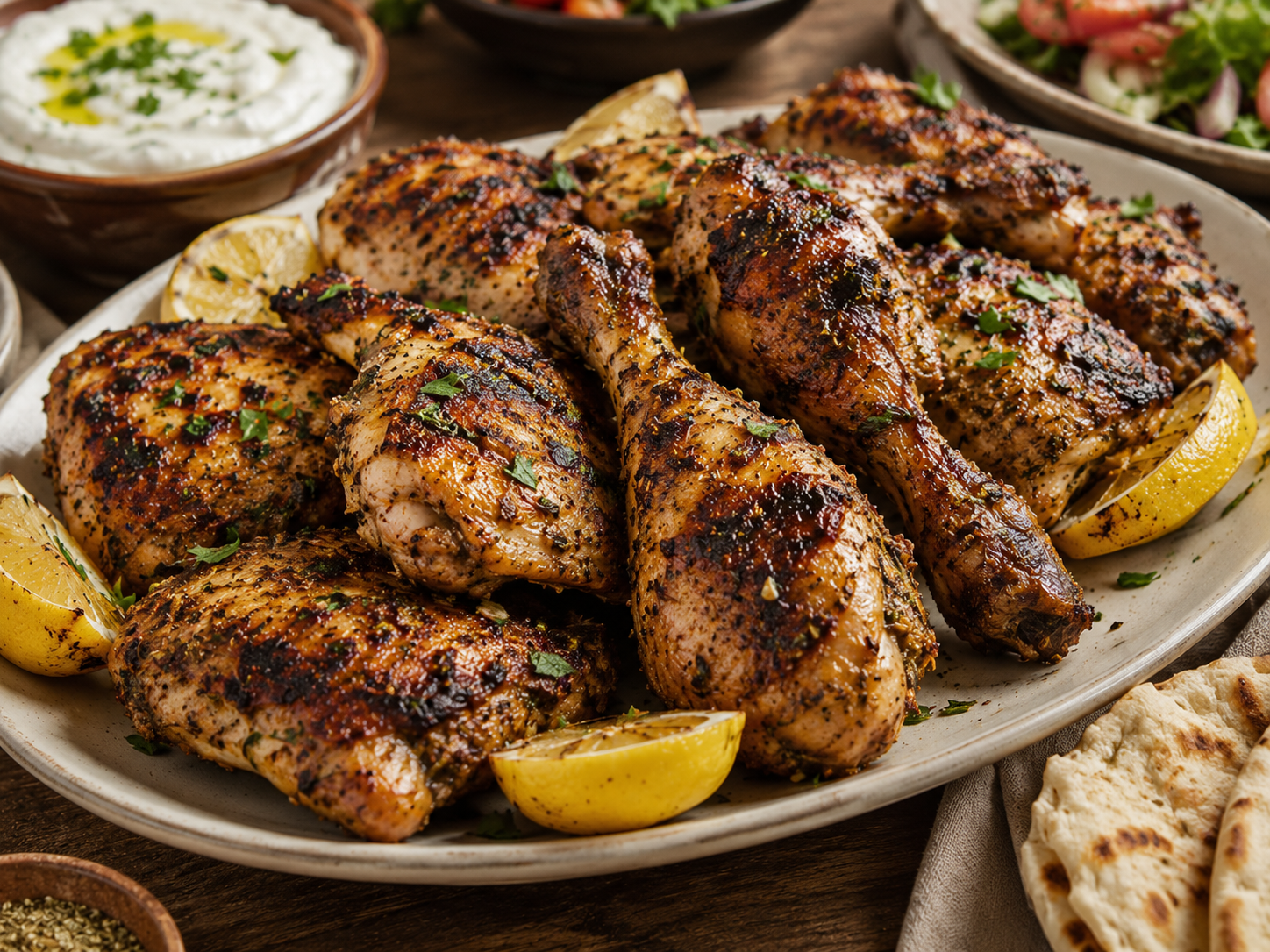 دجاج مشوي بالأعشاب والثوم