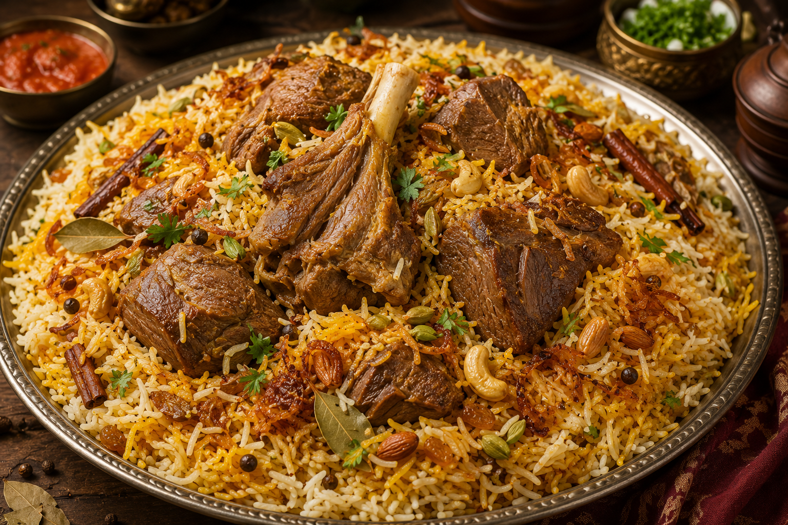 كبسة اللحم السعودية الأصلية: وصفة شهية تجمع بين النكهات الغنية والأرز الفاخر
