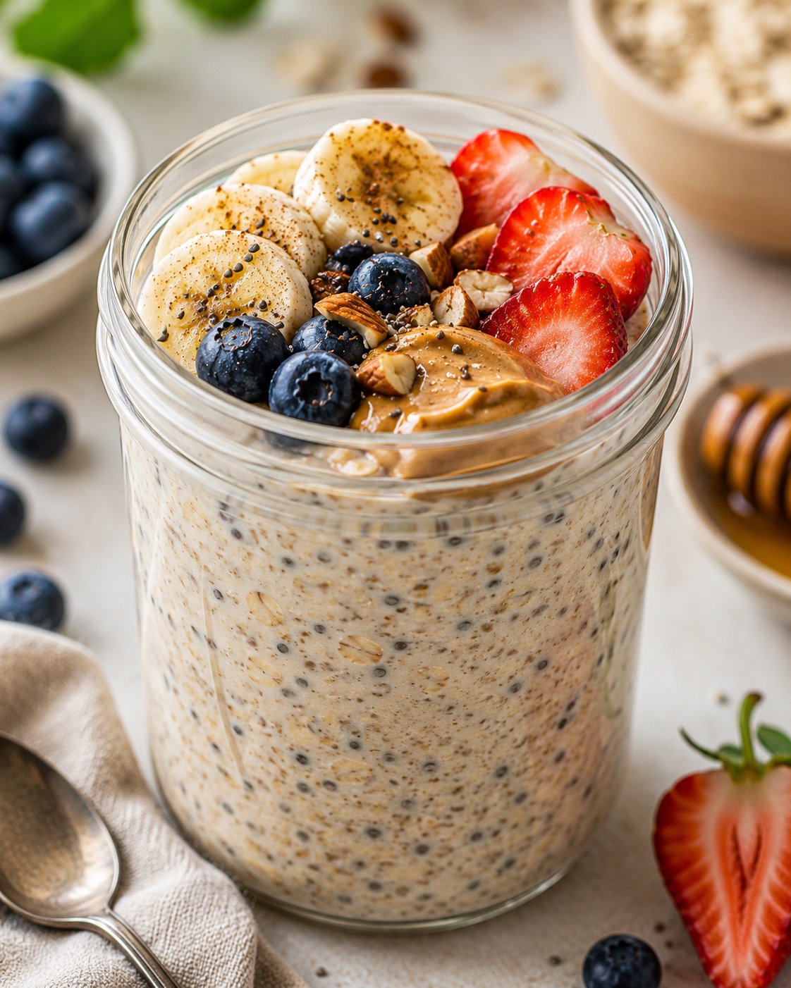 طريقة عمل الشوفان المنقوع بالليل (Overnight Oats)